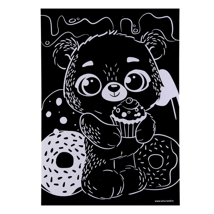 Набор для творчества: гравюра детская и раскраска объёмная из пластика &laquo;Милый мишка&raquo;