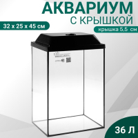 Аквариум "Колонна" с крышкой, 36 литров, 32 х 25 х 45/50,5 см, венге