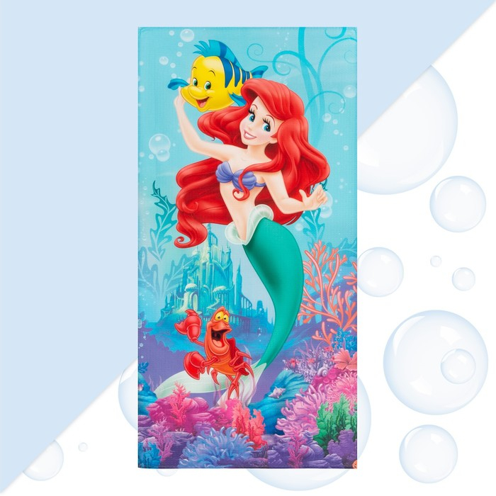 Полотенце Полотенце "Принцессы: Ариель" 60х140 см, 100% хлопок 160гр/м2
