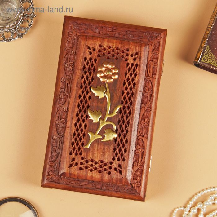 Шкатулка резная Шкатулка резная "Роза" дерево 7х15х26 см