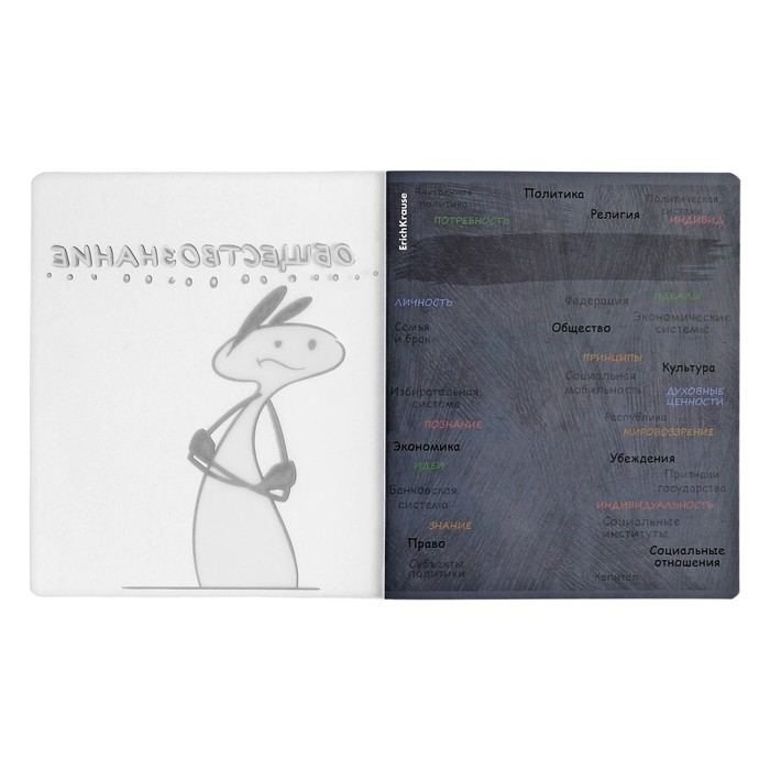 Тетрадь предметная ОБЩЕСТВОЗНАНИЕ, 48 листов в клетку, ErichKrause Тетрадь предметная ОБЩЕСТВОЗНАНИЕ, 48 листов в клетку, ErichKrause "Чубрик", пластиковая обложка, шелкография, блок офсет 100% белизна, инфо-блок