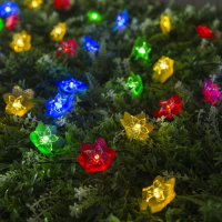 Гирлянда &laquo;Нить&raquo; 4.5 м с насадками &laquo;Лилии&raquo;, тёмная нить, 30 LED, свечение белое, 2 режима, солнечная батарея