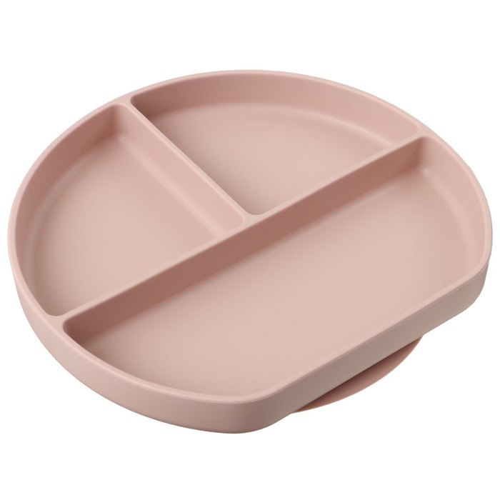 Тарелка детская 3 секции на присоске, M&B, 20,5х19х3, пыльная роза Тарелка детская 3 секции на присоске, M&B, 20,5х19х3, пыльная роза