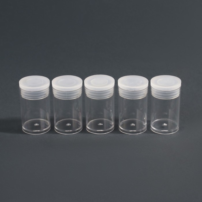 Набор баночек для декора, 5 шт, 6 мл, d = 2,2 &times; 3,7 см, цвет прозрачный