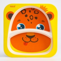 Тарелка детская из бамбука «Леопард», 2 секции Тарелка детская из бамбука «Леопард», 2 секции