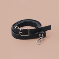 Ручка для сумки из натуральной кожи, с карабинами, 125 &times; 1,2 см, цвет чёрный