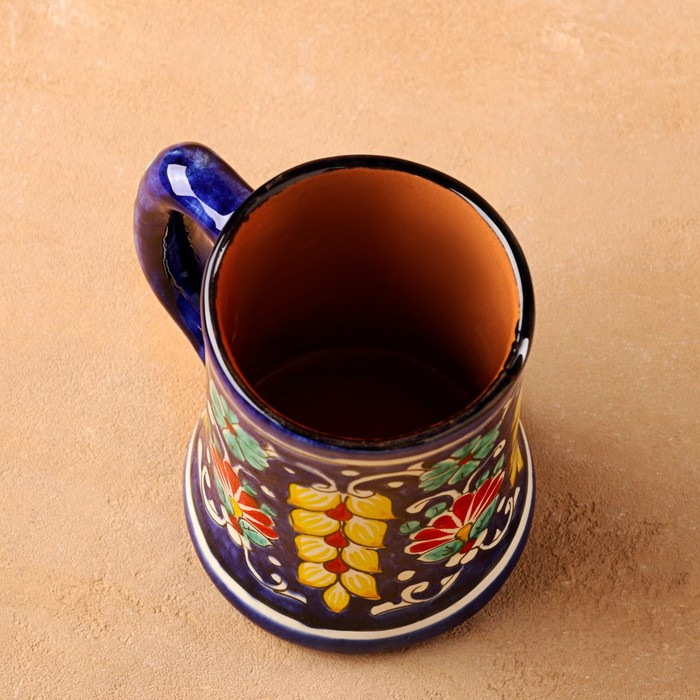Кружка Риштанская Керамика "Цветы", 500 мл, синий