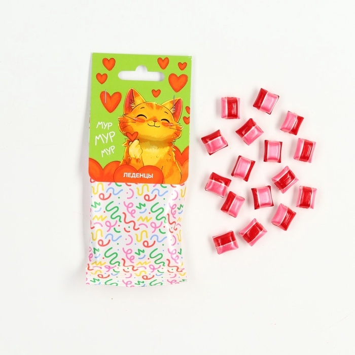 Леденцы в пакете с европодвесом &laquo;Мур-мур-мур&raquo; вкус малина 30 г