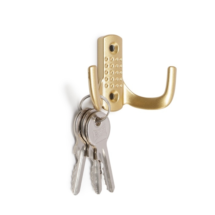 Крючок мебельный ТУНДРА TKD011SG, двухрожковый, цвет матовое золото Крючок мебельный ТУНДРА TKD011SG, двухрожковый, цвет матовое золото