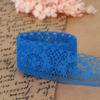 Кружево капроновое, 35 мм &times; 10 &plusmn; 1 м, цвет синий