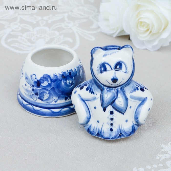 Медовница Медовница "Маша", гжель, фарфор, 15х8 см