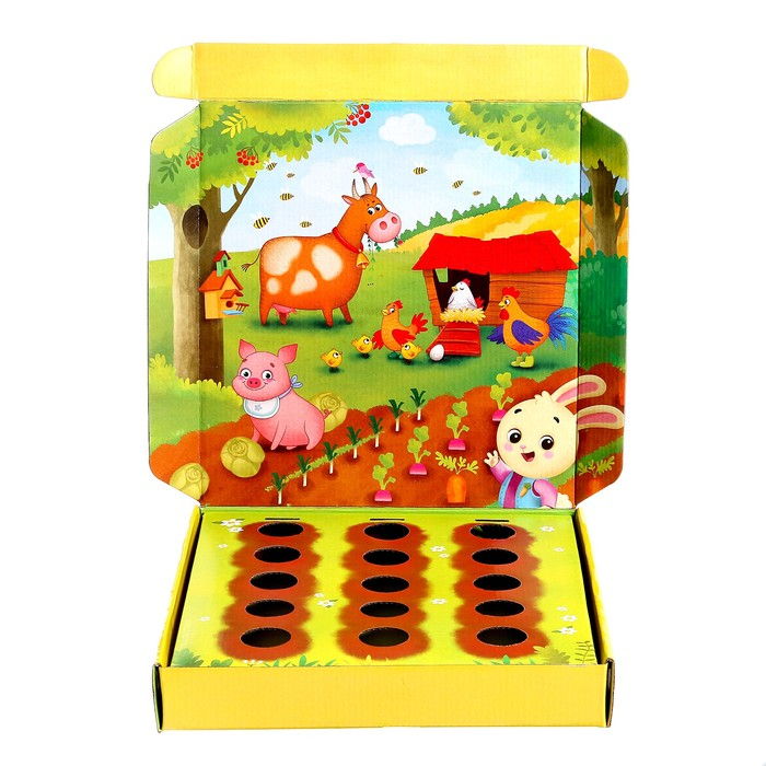 Обучающий набор &laquo;Мой весёлый огород&raquo;, 40 фигурок, карточки, объёмное поле, по методике Монтессори