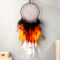 Ловец снов "Паутинка" чёрно-жёлто-оранжевый d=18 см 68х18 см Ловец снов "Паутинка" чёрно-жёлто-оранжевый d=18 см 68х18 см