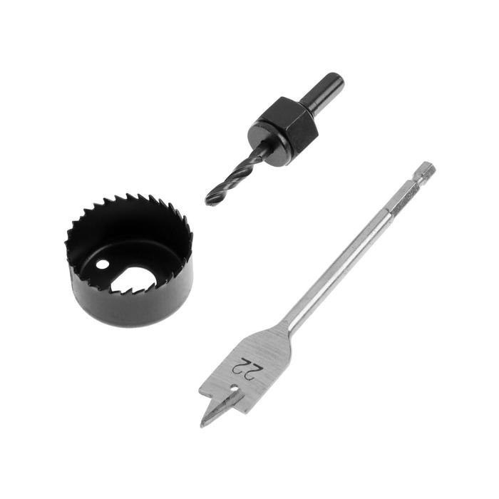 Набор для установки врезных замков ТУНДРА, сверло перовое 22 мм, пила кольцевая 48 мм Набор для установки врезных замков ТУНДРА, сверло перовое 22 мм, пила кольцевая 48 мм