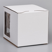 Коробка под торт 2 окна, с ручками, белая, 26 х 26 х 30 см Коробка под торт 2 окна, с ручками, белая, 26 х 26 х 30 см
