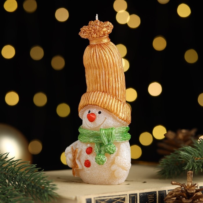 Свеча декоративная Свеча декоративная "Сказочный снеговик", 6,2х5х13,2 см, металлик