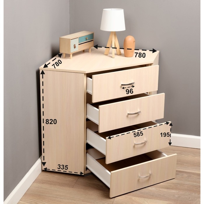 Комод угловой, 780х780х820, молочный дуб