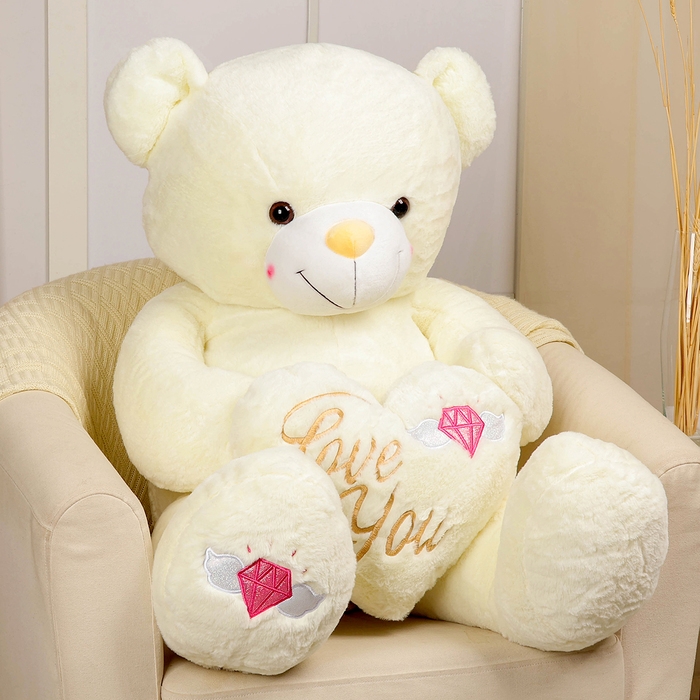 Мягкая игрушка «Медведь» с сердцем, 115 см, цвет белый Мягкая игрушка «Медведь» с сердцем, 115 см, цвет белый