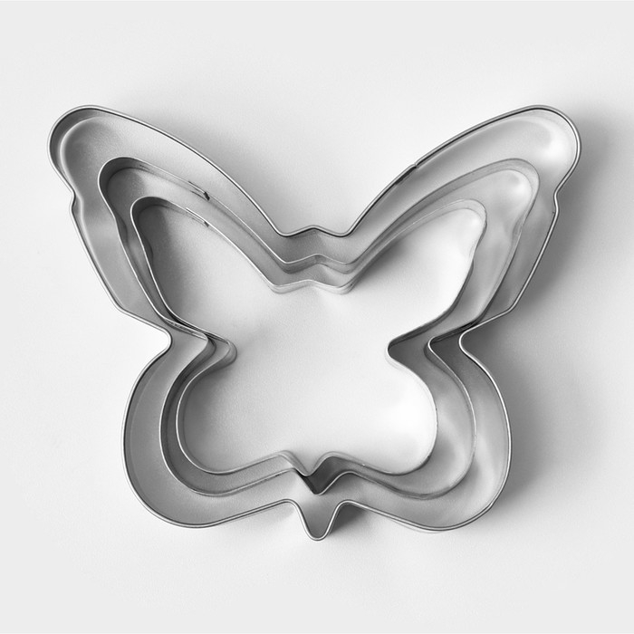 Набор форм для печенья Доляна «Бабочка», 3 шт, цвет серебристый Набор форм для печенья Доляна «Бабочка», 3 шт, цвет серебристый