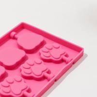 Форма для леденцов Доляна &laquo;Мишка&raquo;, силикон, 25&times;10,5&times;1 см, 12 ячеек (3&times;3,3 см), с палочками, цвет МИКС