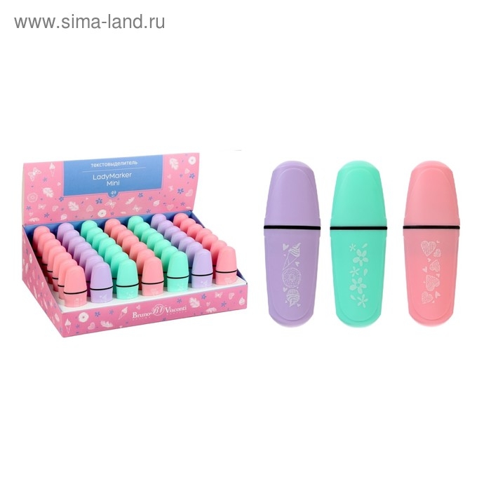 Маркер-текстовыделитель 1-5 мм, LadyMarker Mini Мятный/Розовый/Сиреневый, микс Маркер-текстовыделитель 1-5 мм, LadyMarker Mini Мятный/Розовый/Сиреневый, микс
