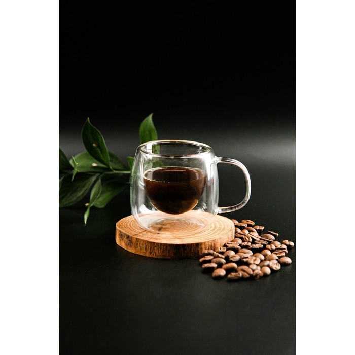 Кружка стеклянная с двойными стенками Magistro &laquo;Дуо&raquo;, 80 мл, 9&times;7&times;6,3 см