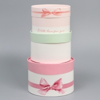 Набор шляпных коробок 3 в 1, упаковка подарочная, &laquo;Нежность&raquo;, 16 х 10, 14 х 9, 13 х 8,5 см