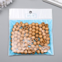 Бусины для творчества дерево "Натуральные" набор 30 гр 1х1 см