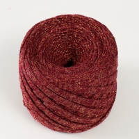 Трикотажная пряжа "Риббон" с люрексом 85м/170&plusmn;5 гр (Вишня, люрекс: Медь)