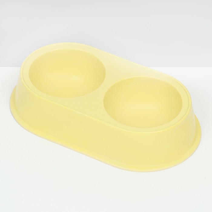 Миска бамбуковая двойная, 23,5 х 13 х 5 см, желтая Миска бамбуковая двойная, 23,5 х 13 х 5 см, желтая