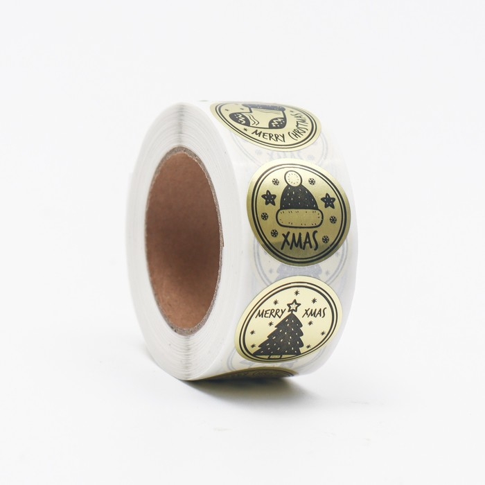 Новый год. Наклейки с тиснением в рулоне Новый год. Наклейки с тиснением в рулоне "Mary Christmas", 500 шт,2,5 х 2,5 см