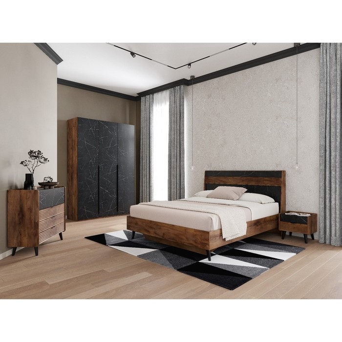 Кровать "Браун", 1670х2150х1110, Таксония / Мрамор неро