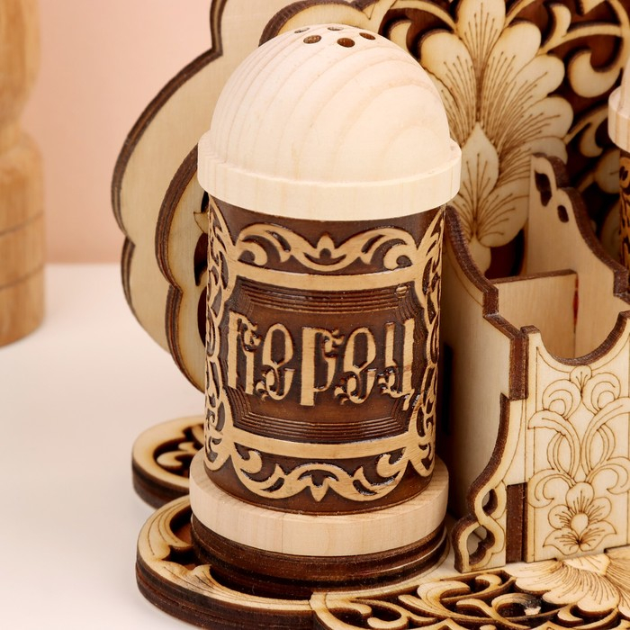 Набор для специй &laquo;Узор&raquo;, 14&times;11&times;10 см, береста