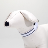 Ошейник с подсветкой Двойная полоса размер S, ОШ 35-43 х 2,5 см, 3 режима свечения белый