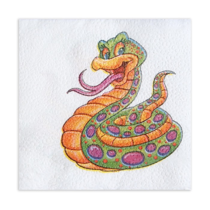 Новогодние салфетки бумажные Гармония цвета &laquo;Весёлая змея&raquo; 1 слой, 24х24 см, 100 шт