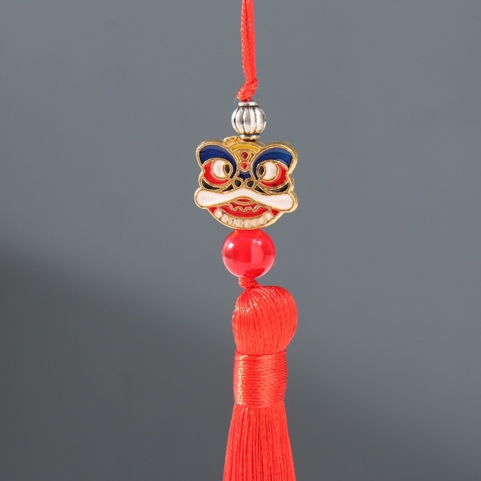 Подвеска текстиль, металл Подвеска текстиль, металл "Китайский лев" красная 1х1,2х10 см