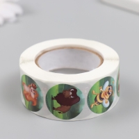 Наклейка бумага "Жители джунглей" d=2,5 см 500 шт в рулоне 3х6,5х6,5 см Наклейка бумага "Жители джунглей" d=2,5 см 500 шт в рулоне 3х6,5х6,5 см