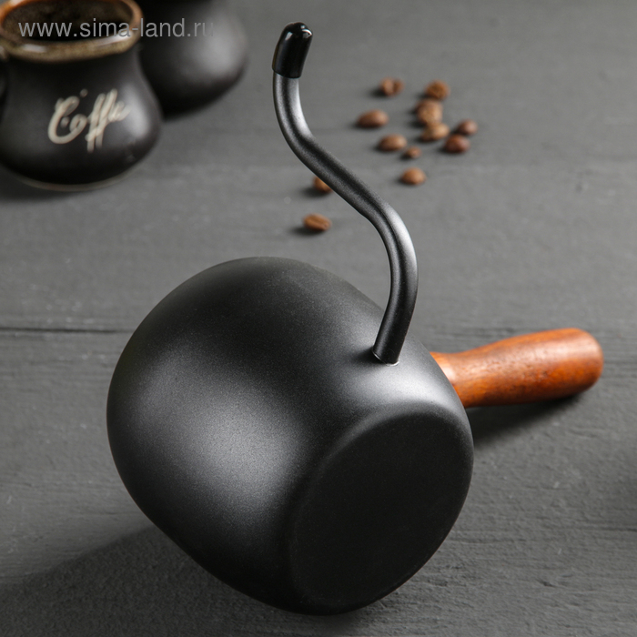 Турка, 500 мл, деревянная ручка, цвет чёрный Турка, 500 мл, деревянная ручка, цвет чёрный