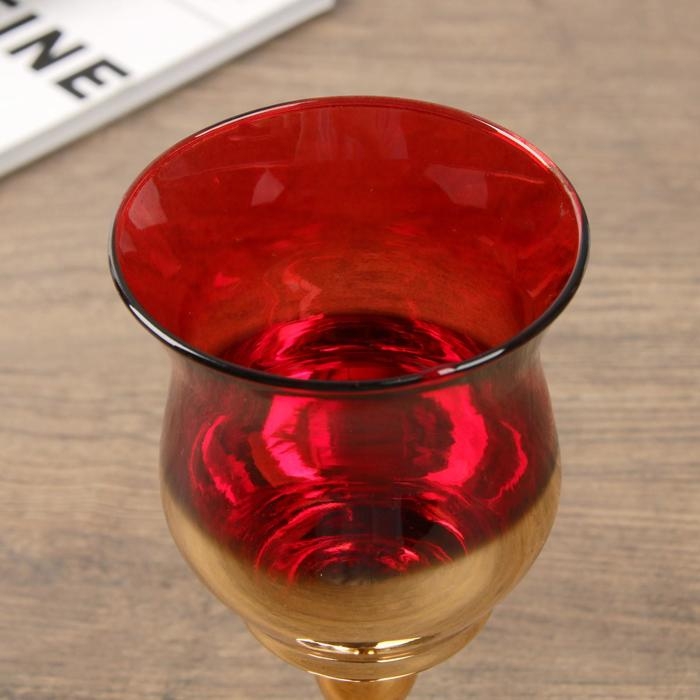 Подсвечник стекло набор 3 шт Подсвечник стекло набор 3 шт "Бокалы" высота 18, 20, 22,5 см красный 22,5х7,8х7,8 см