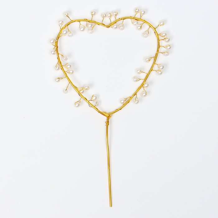 Топпер «Сердце с бусинами», цвет золото Топпер «Сердце с бусинами», цвет золото