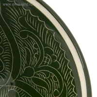 Пиала чайная Риштанская керамика "Узоры" большая, зелёная, 11 см Пиала чайная Риштанская керамика "Узоры" большая, зелёная, 11 см