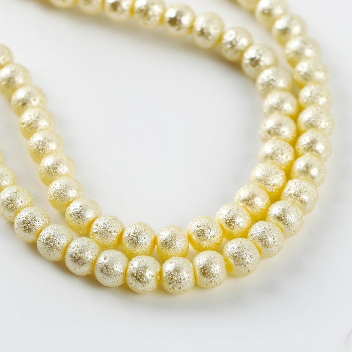 Бусины из стекла, набор 140 шт., размер 1 шт. &mdash; 6 мм, цвет белое золото