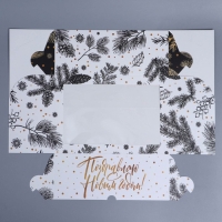 Коробка складная на 6 капкейков с окном &laquo;Поздравляю с Новым годом!&raquo;, 25 х 17 х 10 см, Новый год