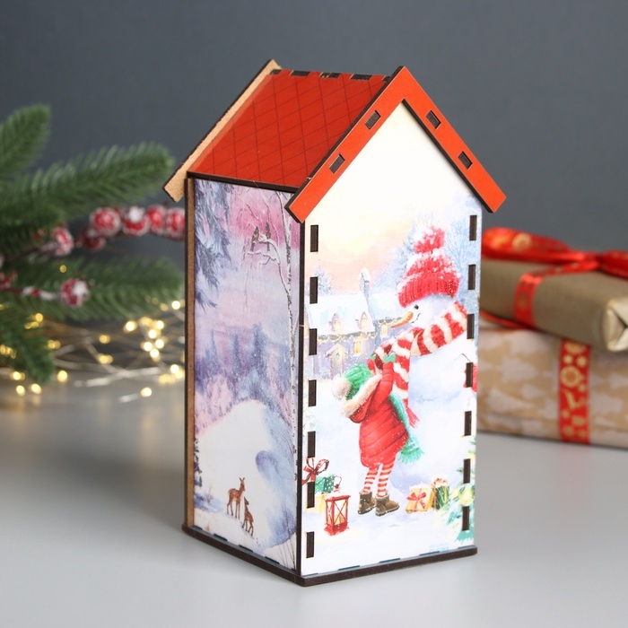 Новогодний чайный домик Новогодний чайный домик "Счастливого НГ" 20х10,5х10 см МИКС