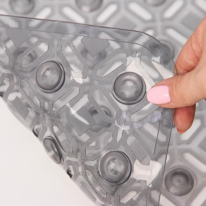 Коврик противоскользящий в ванну на присосках Доляна &laquo;Рельеф&raquo;,37&times;88 см, цвет МИКС