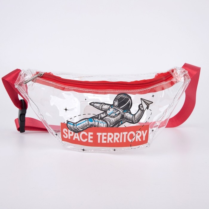 Сумка поясная &laquo;Космос&raquo; прозрачная, цвет красный