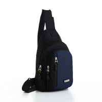 Сумка-слинг из текстиля, 3 наружных кармана, цвет синий Сумка-слинг из текстиля, 3 наружных кармана, цвет синий