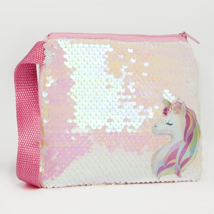 Сумка детская для девочки &laquo;Единорог&raquo;, отдел на молнии, с пайетками, цвет розовый