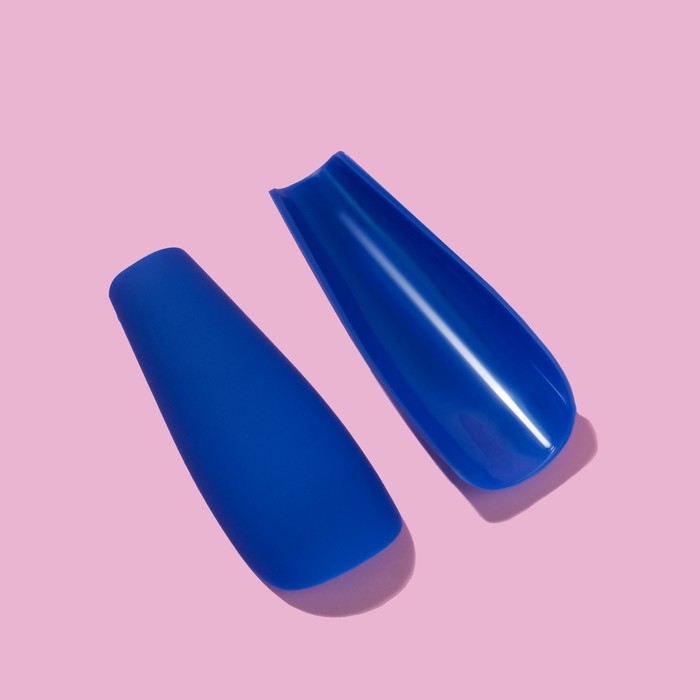 Накладные ногти, 24 шт, форма балерина, цвет матовый синий Накладные ногти, 24 шт, форма балерина, цвет матовый синий