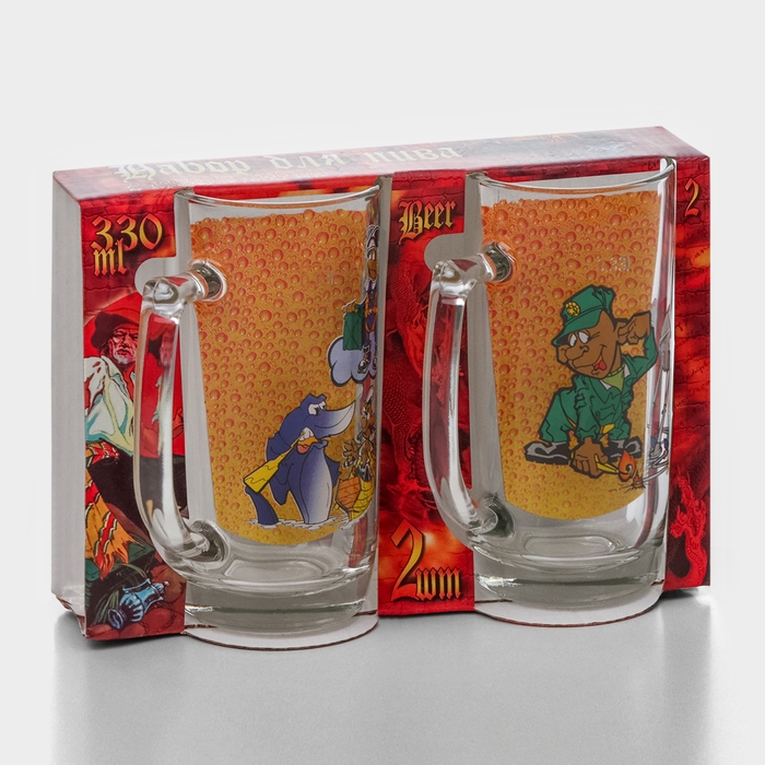 Набор пивных кружек &laquo;Приколисты&raquo;, 330 мл, в подарочной упаковке, 2 шт, рисунок МИКС